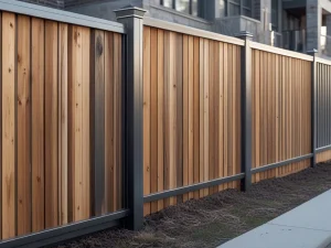 Wood and Metal Combination Fence Calgary