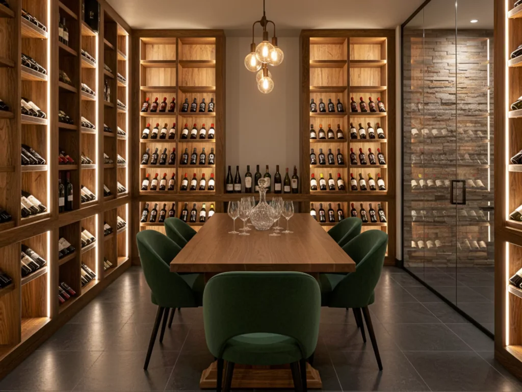 Wine Cellar and Tasting Area in a basement in Calgary Canada