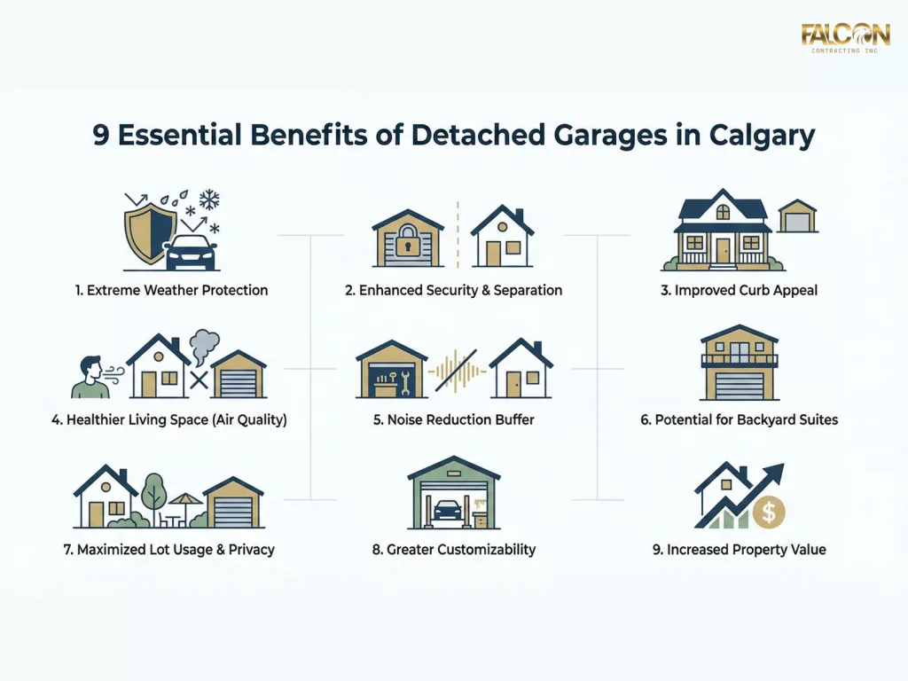infographic of Detached Garages benefits in Calgary