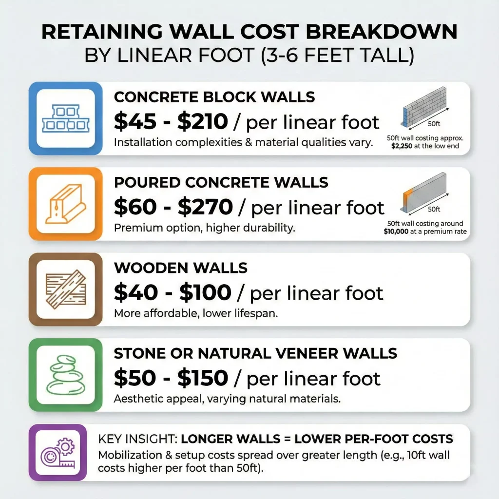 Retaining Wall Cost Calgary by foot